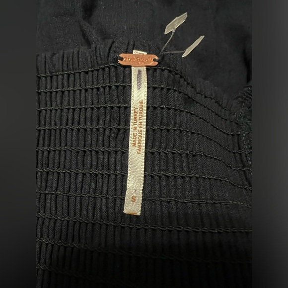 Free People A-line Linen Mini Dress Long Balloon Sleeves Black Small NWoT - Picture 11 of 11